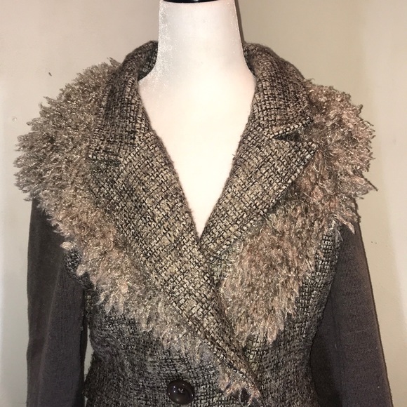 “FARINELLI ” Fibre Art and Brown Tweed Coat . - Picture 3 of 15